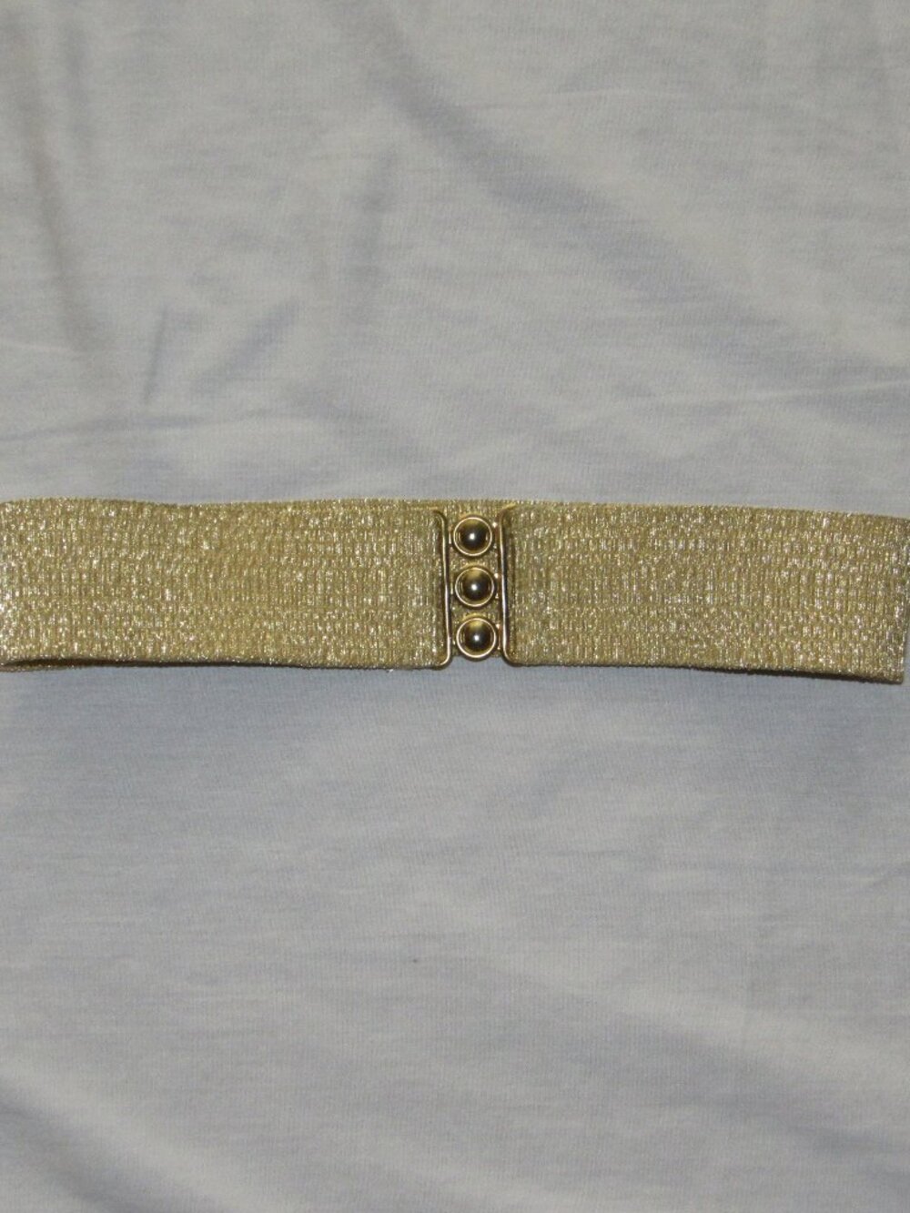 VTG 80s Malco Modes Belt sz S GOLD Wide Elastic Cinch Metal Buckle Retro Dance